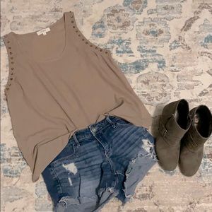 Umgee Tan Tank with Gold Spikes